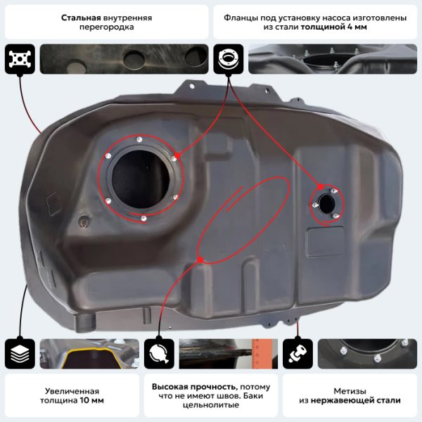 Купить Пластиковый бензобак Peugeot 4007/4008, 2005-2019 г.в. (4WD) (BP) -  60 л. Пластиковый бензобак Peugeot 4007/4008, 2005-2019 г.в. (4WD) (BP) -  60 л.